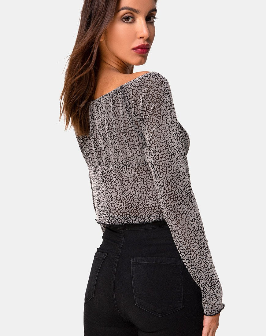 Image de Janina Top in Ditsy Leopard Grey Flock