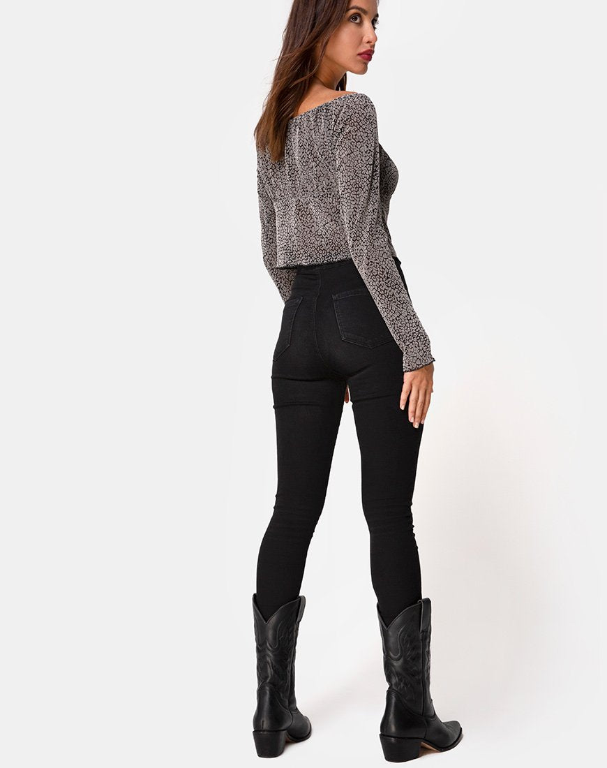 Image de Janina Top in Ditsy Leopard Grey Flock