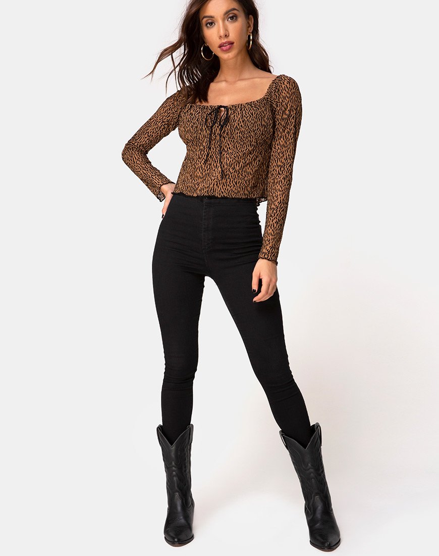 Image de Janina Top in Animal Flock Tan Net