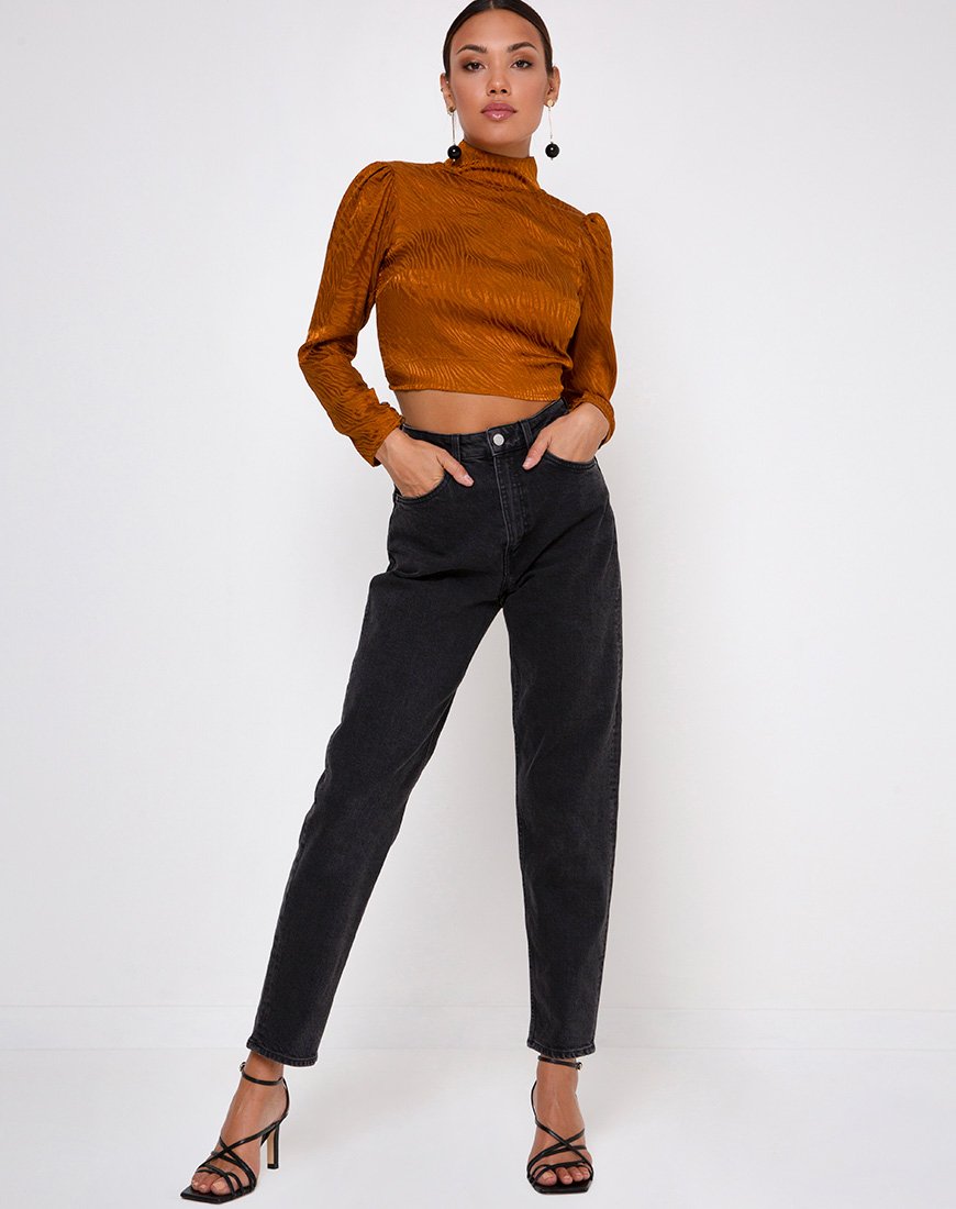 Image de Jasty Crop Top en satin Zebra Golden Coral