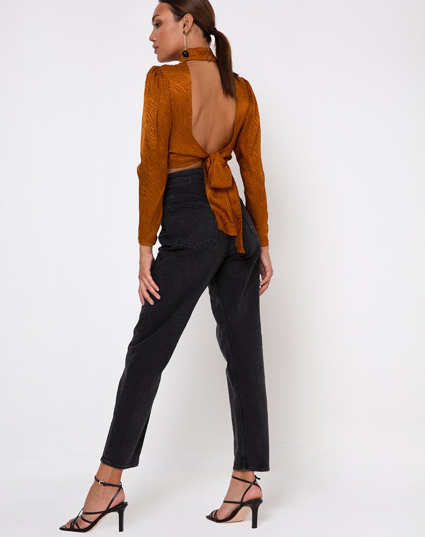 Image de Jasty Crop Top en satin Zebra Golden Coral