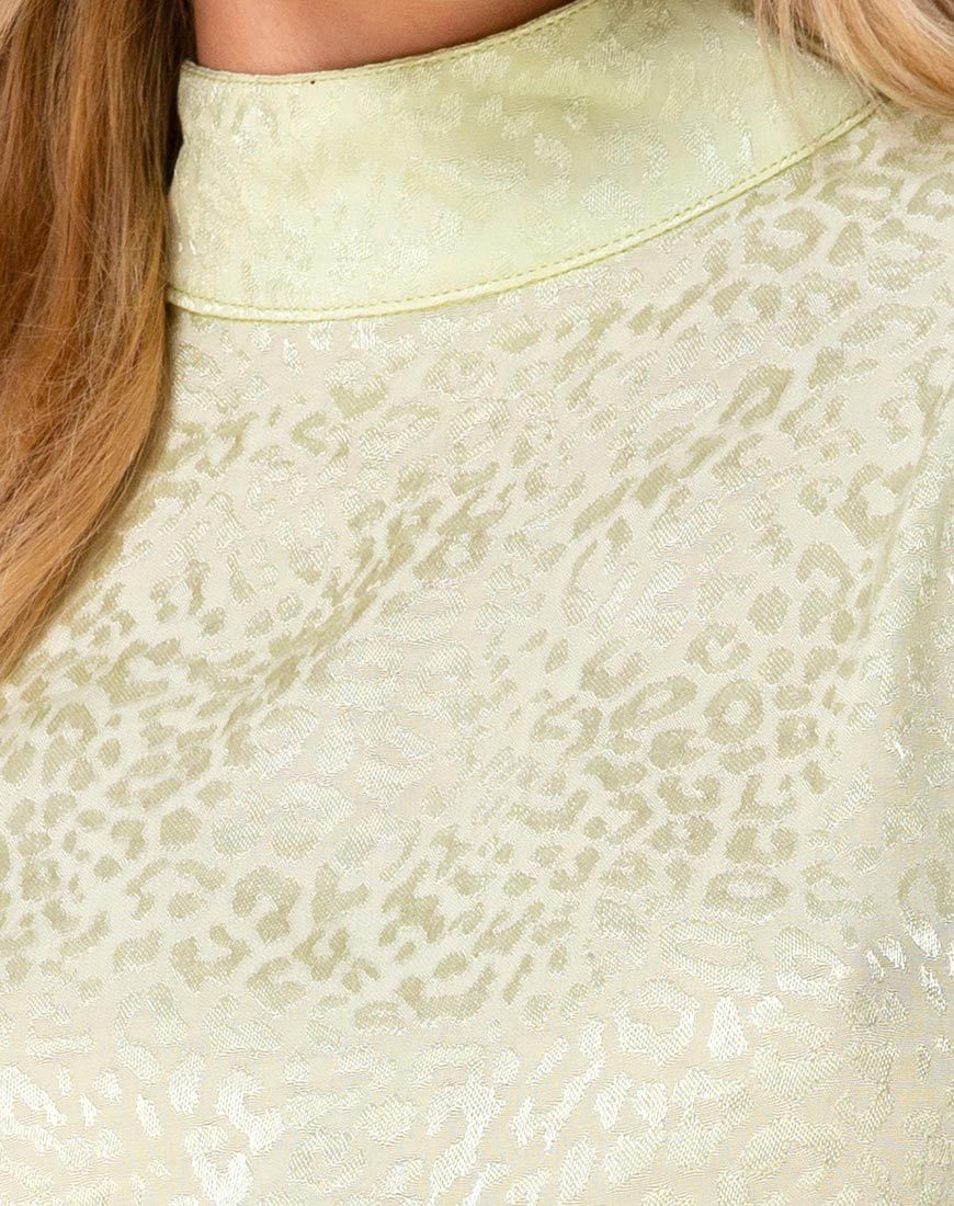 Image of Jasty Crop Top in Satin Cheetah Pistachio