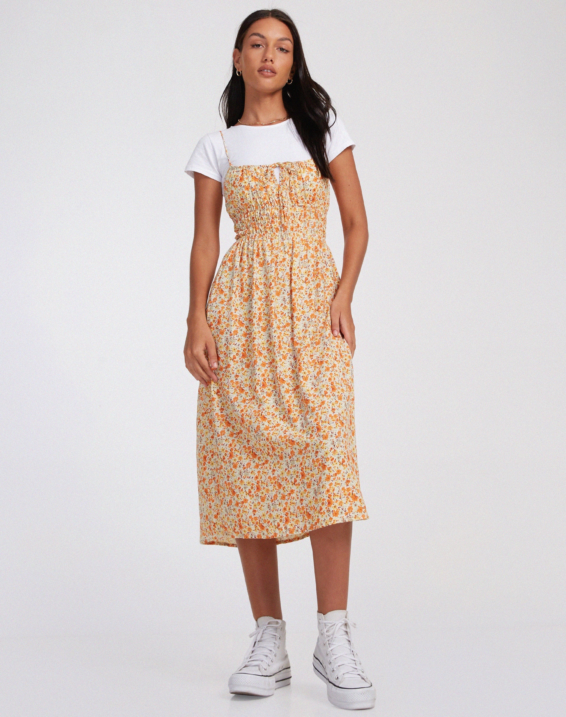image de Jayko Midi Dress in Ditsy Tangerine