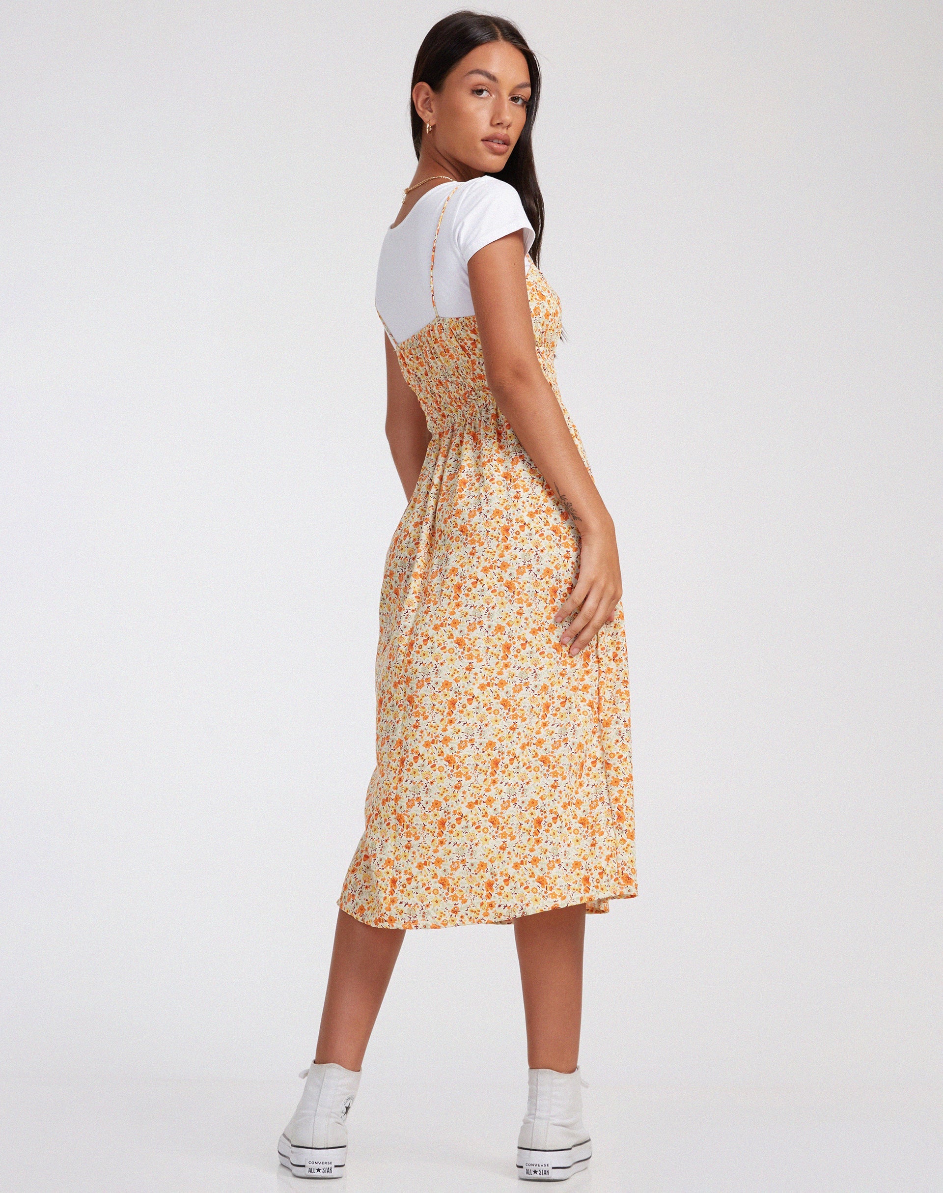 image de Jayko Midi Dress in Ditsy Tangerine
