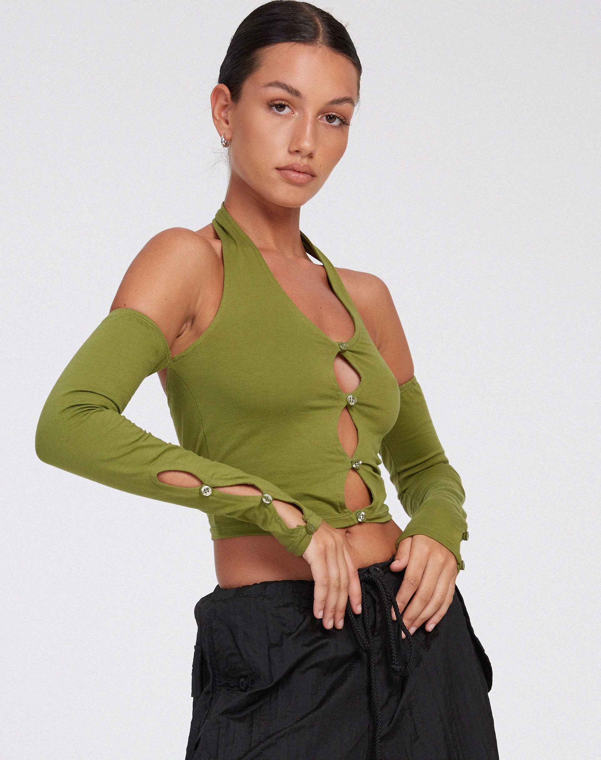 Image de Jayne Crop Top in Khaki