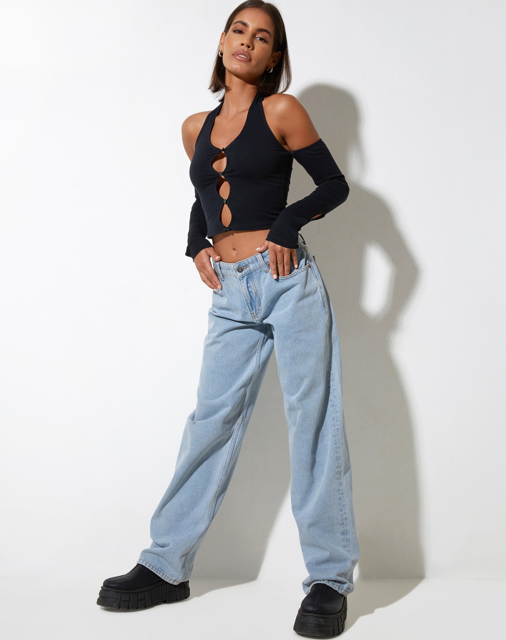 image de Jayne Crop Top in Lycra Black