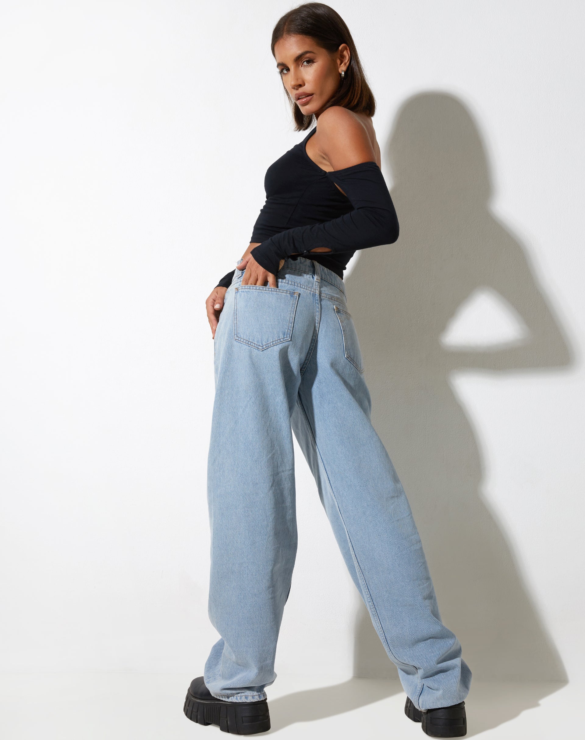 image de Jayne Crop Top in Lycra Black