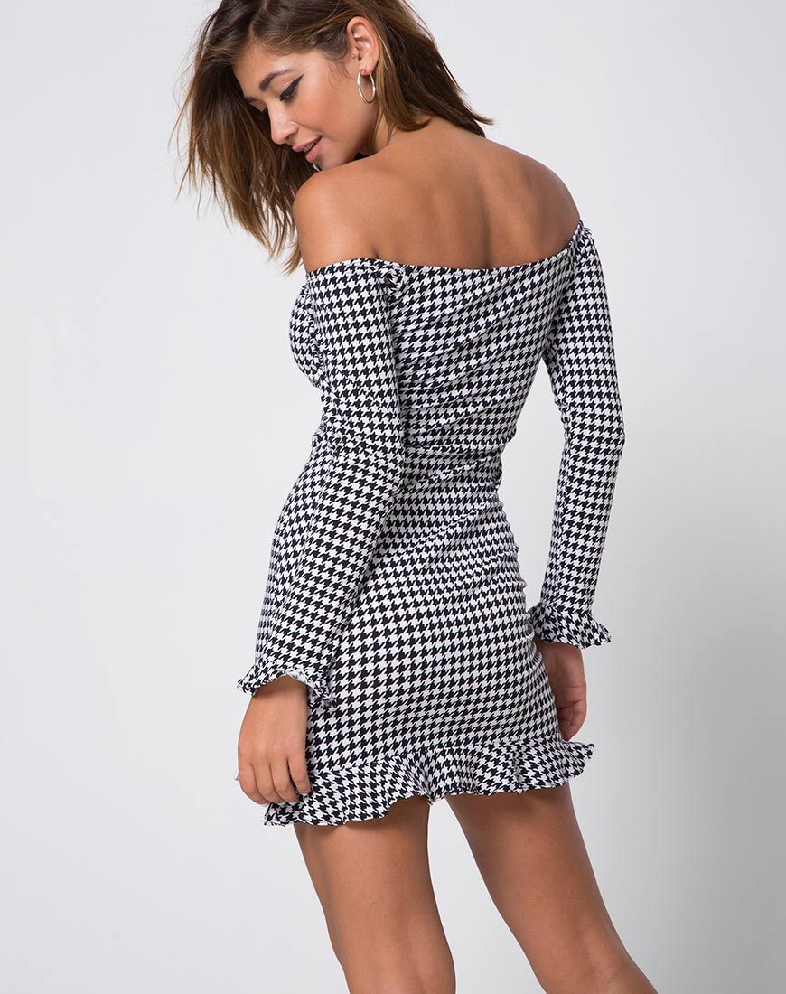 Jazzie - Robe asymétrique en Dogtooth