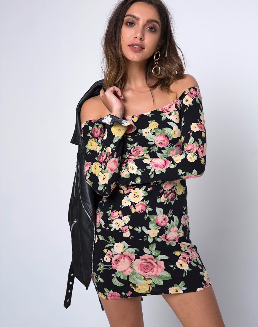 Jazier Off The Shoulder Dress in Vintage Bloom (Robe asymétrique en fleurs)