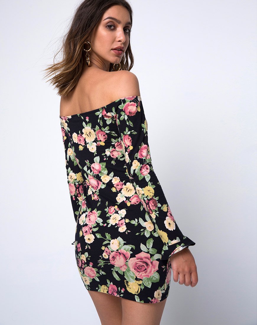 Jazier Off The Shoulder Dress in Vintage Bloom (Robe asymétrique en fleurs)