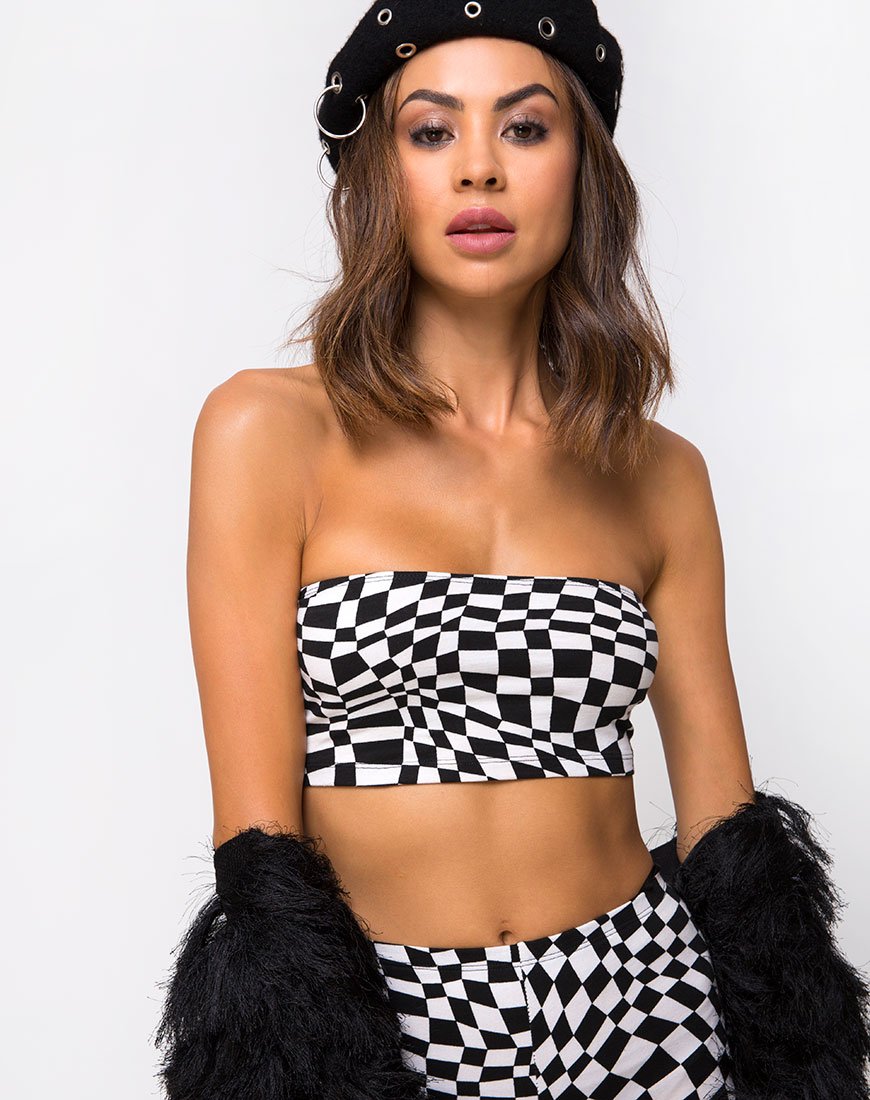 Jeevan Twinset en drapeau carré noir et blanc