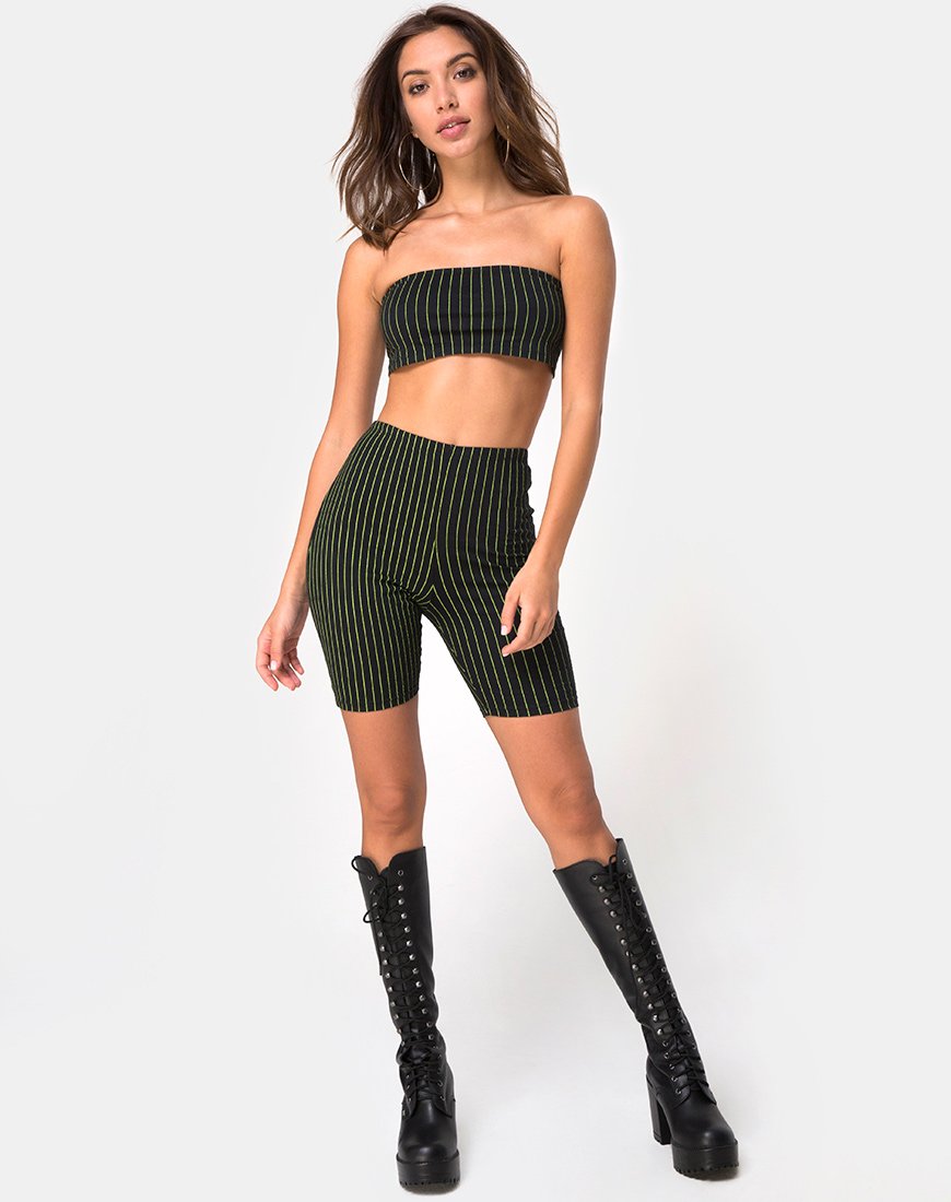 Image de Jeevan Bandeau Top in Neon Pinstripe