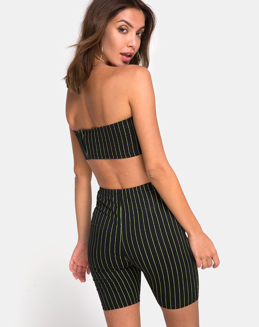 Image de Jeevan Bandeau Top in Neon Pinstripe