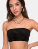 Image de Top tube en velours rayé noir X Princesse Polly