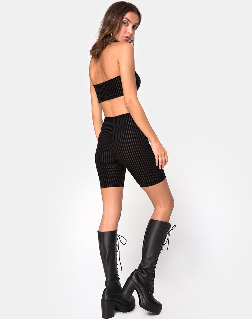 Image de Short de vélo en velours rayé noir X Princesse Polly