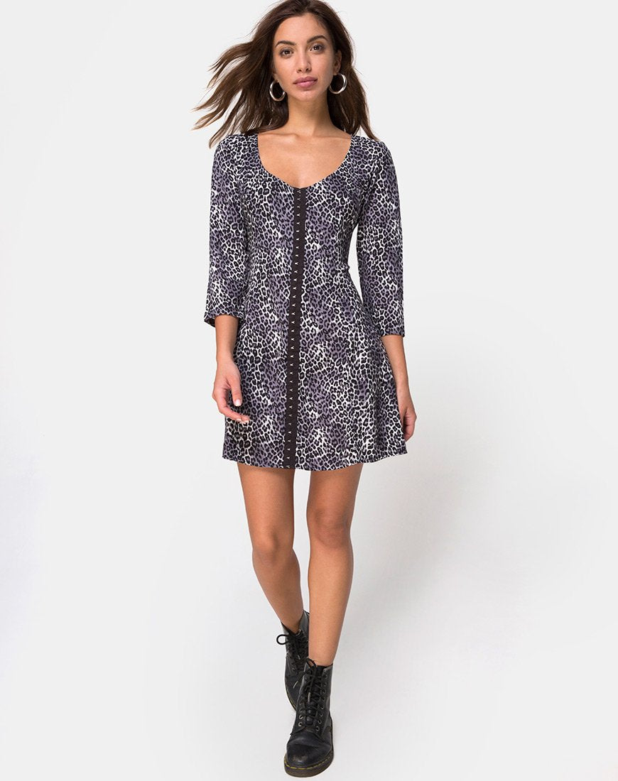 Image of Camisa Dress in Grey Rar Leopard