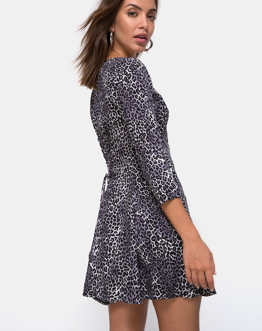 Robe Camisa en gris rar léopard