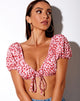 Image de Jiha Crop Top in Ditsy Butterfly Peach and Red