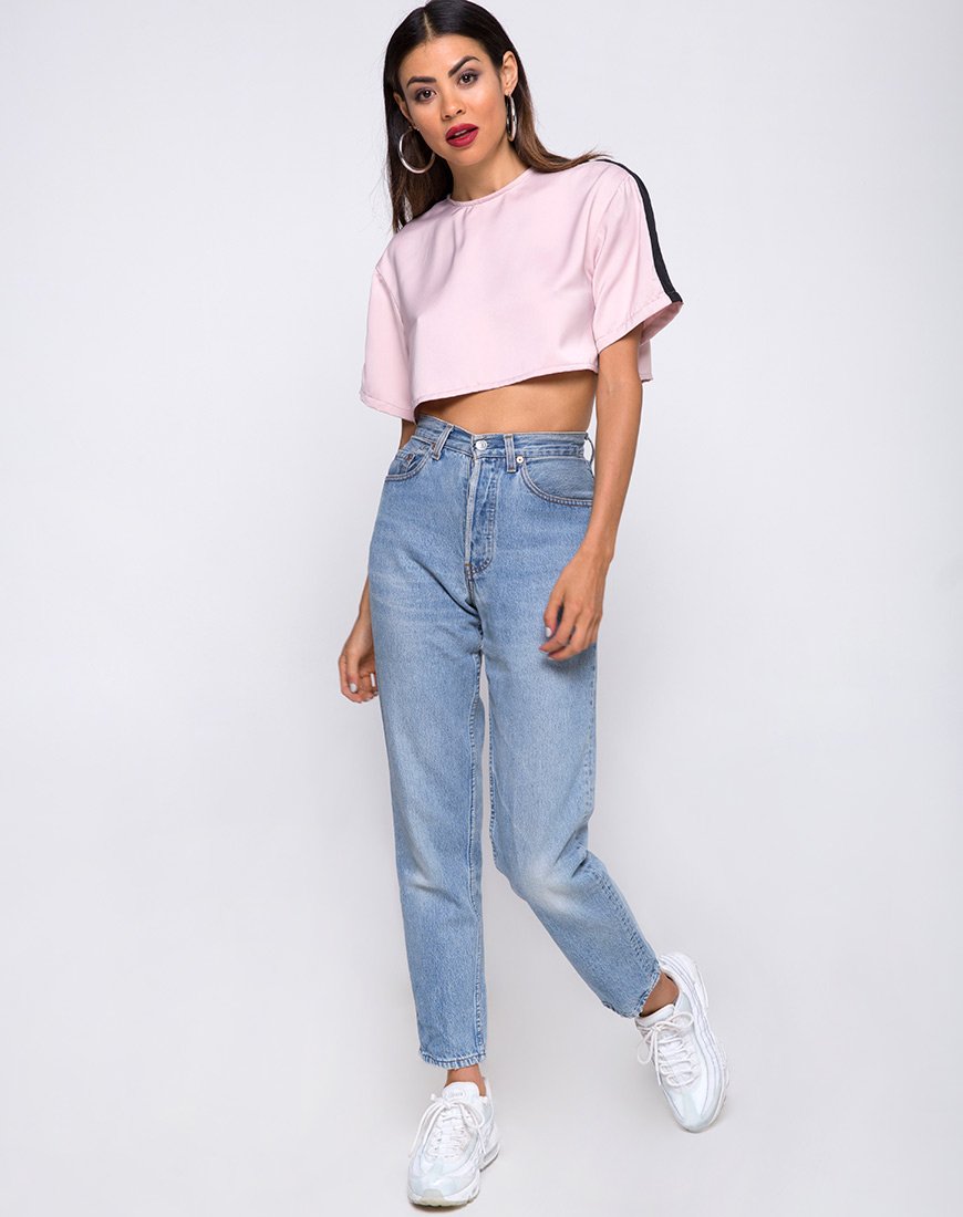 Image of Jiho Crop Top in Blush with Black Stripe
