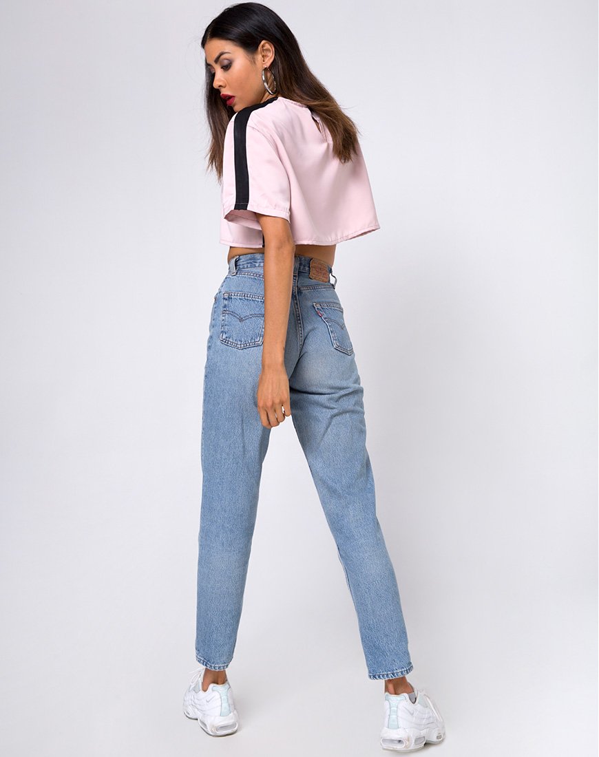 Image of Jiho Crop Top in Blush with Black Stripe