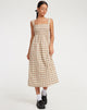 Image de Jocasta Midi Dress in Yellow and Brown Check (Robe midi à carreaux jaunes et bruns)