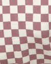 Tricot à carreaux lilas crème