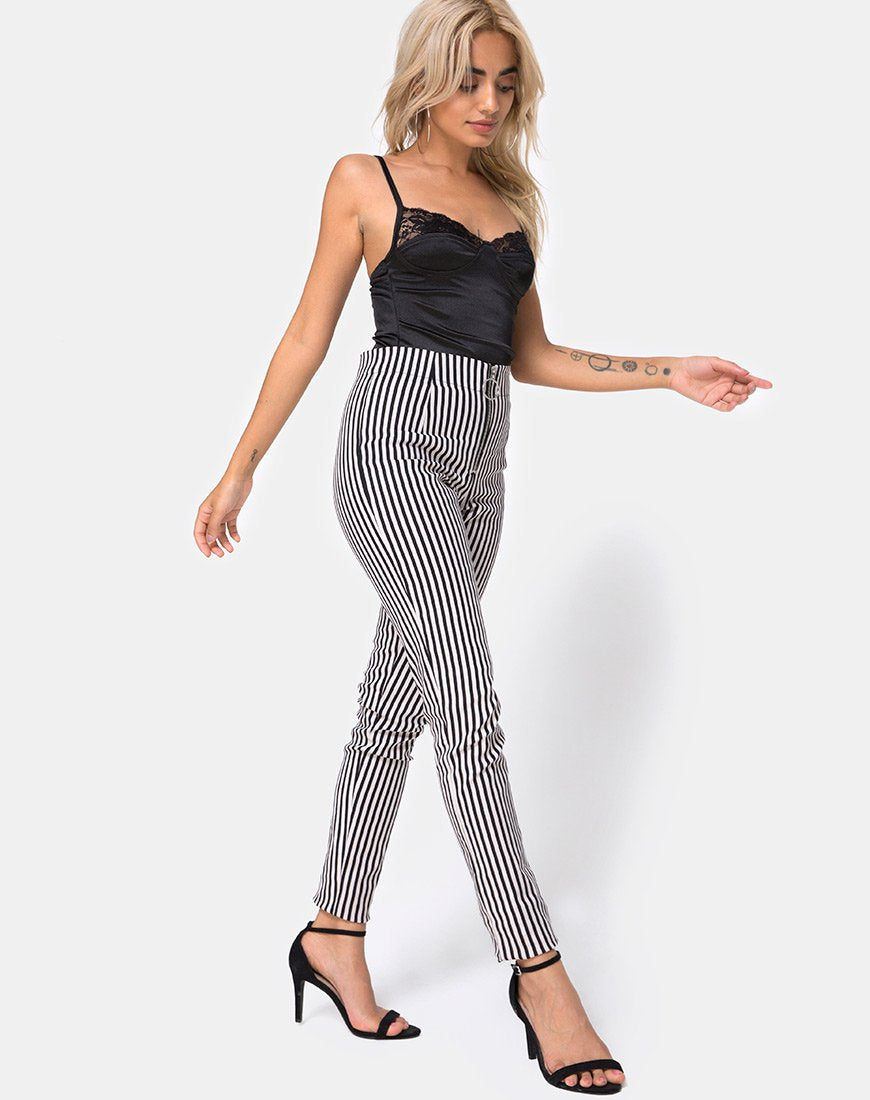 Image of Jolim Trouser in Mini Pinstripe Black and Nude