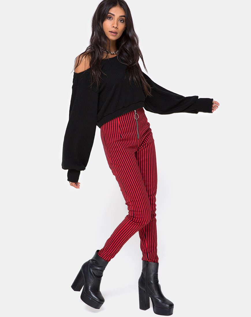 Image de Jolim Trouser in Mini Stripe Red and Black