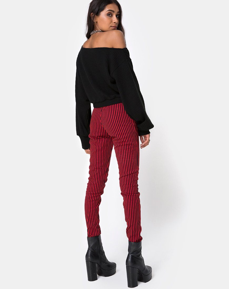 Pantalon Jolim à mini rayures rouge et noir