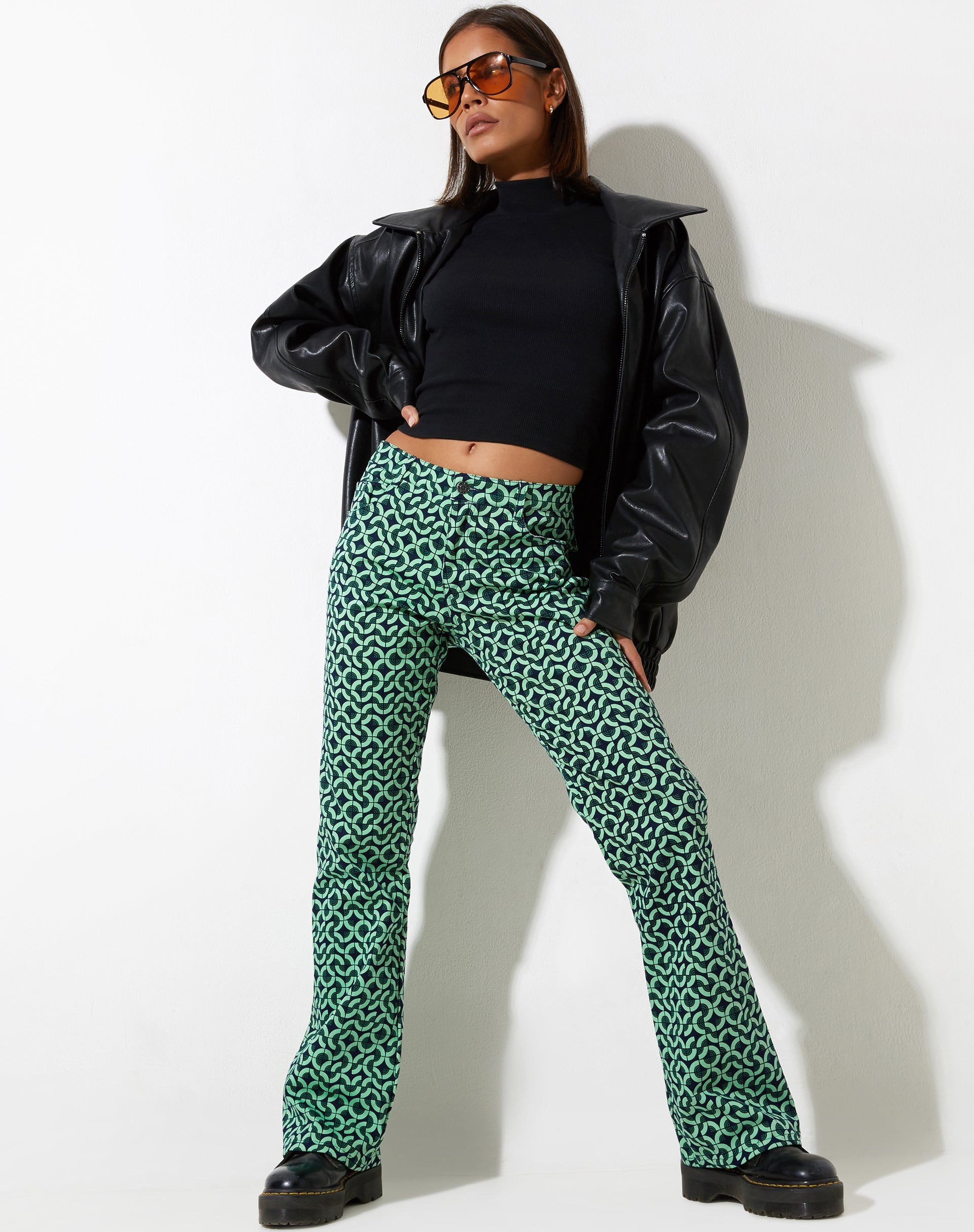 image de Jopan Trouser in Retro Tile Green