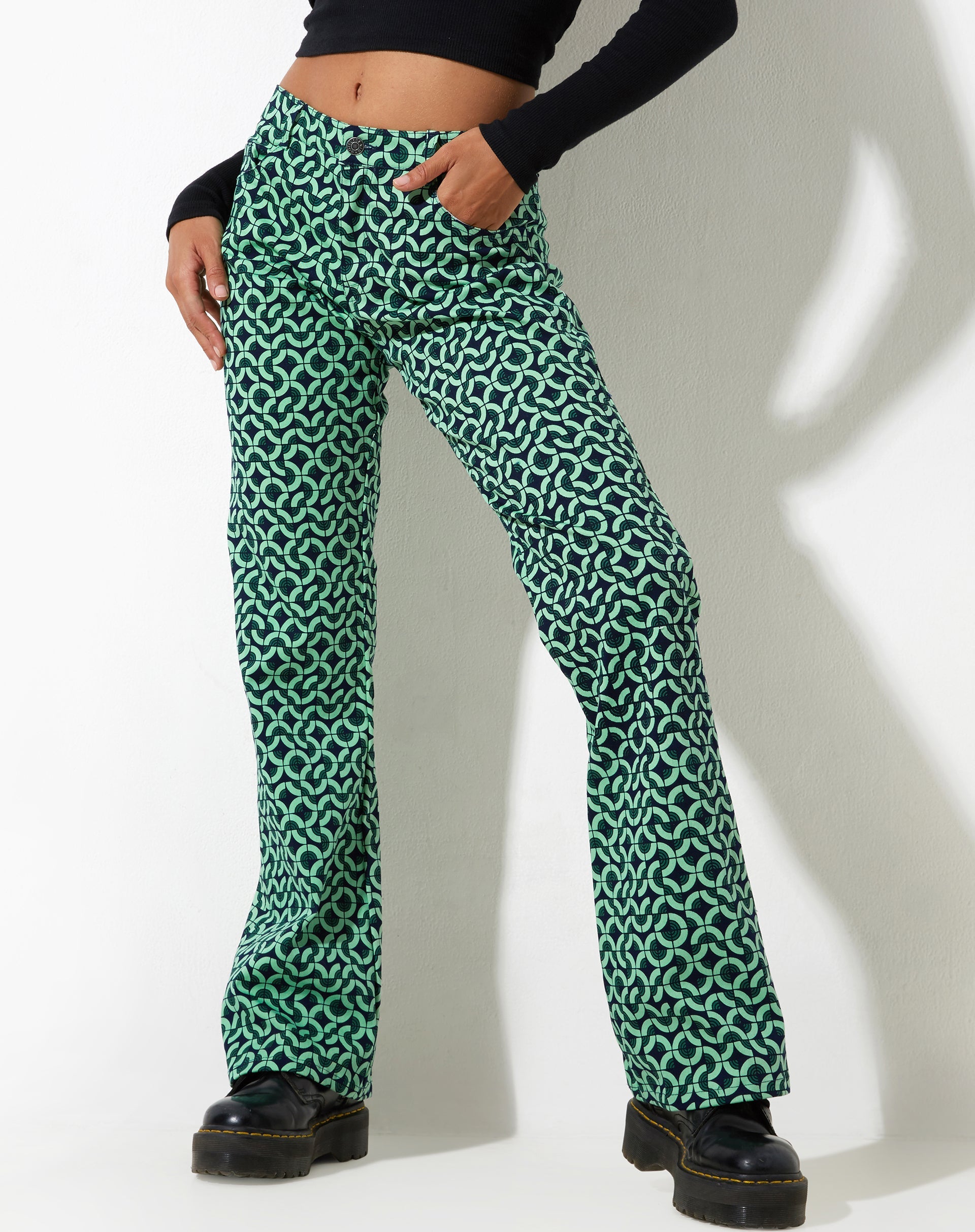 image de Jopan Trouser in Retro Tile Green