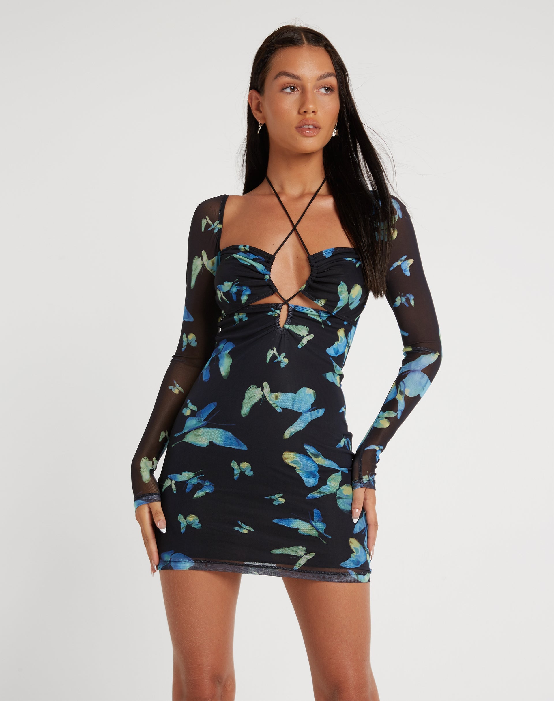 Image de Juleha Mini Robe en Butterfly Watercolour Black