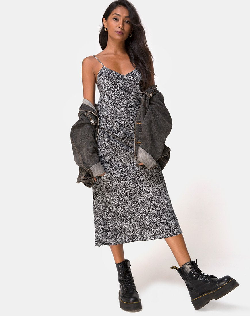 Robe Julia en léopard gris Ditsy