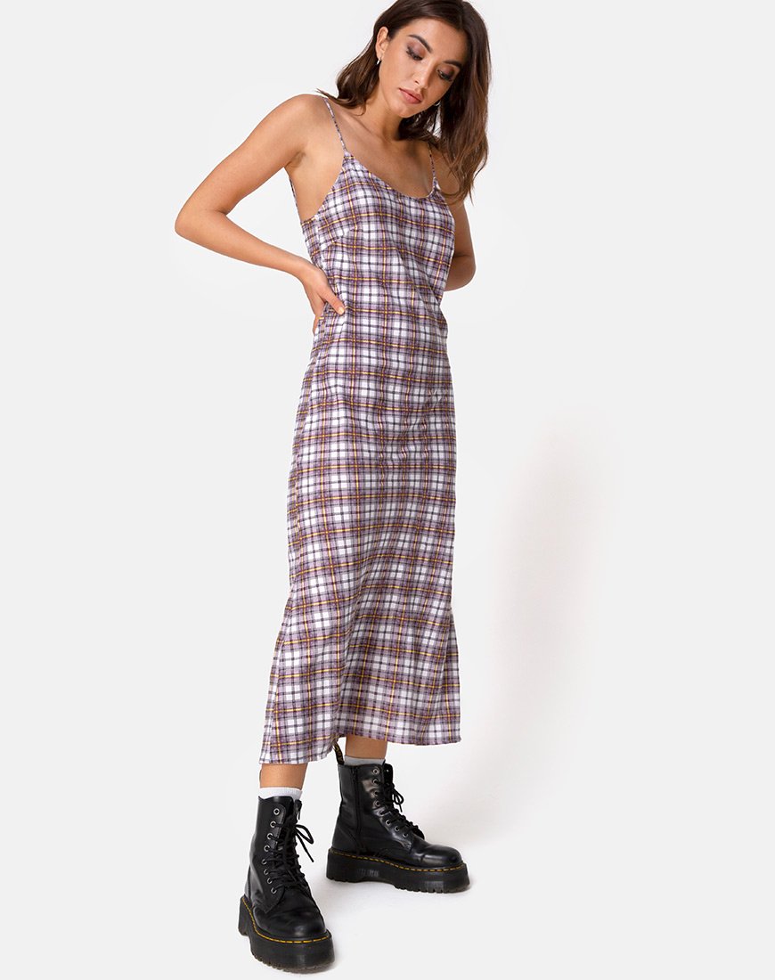 Image de Julia Maxi Dress in Grunge Check Purple