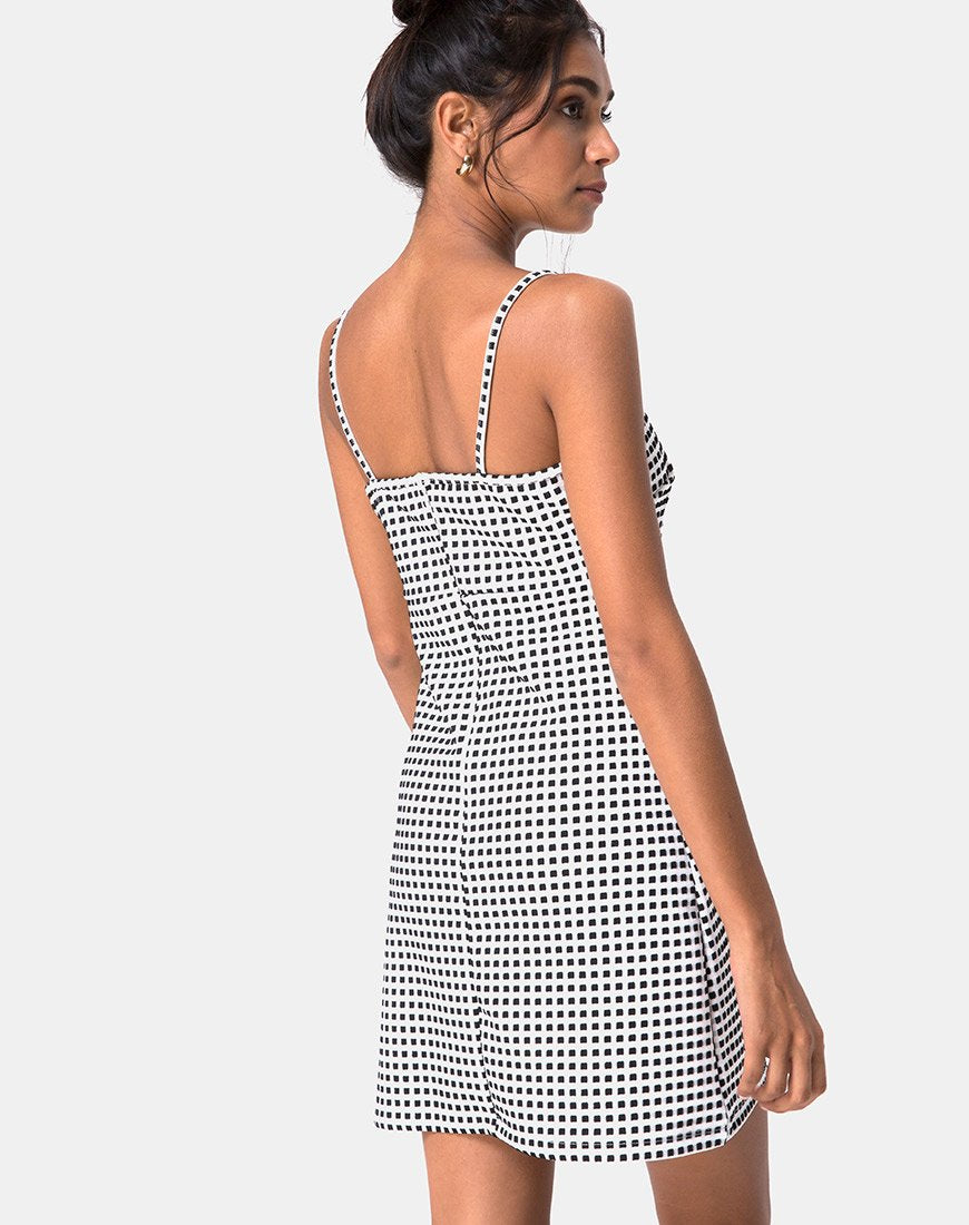Robe Junice en vichy ivoire noir