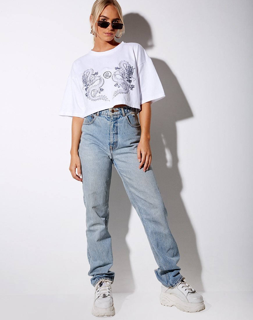 Image of Kai Tee in White Yin Yang Dragon Embro