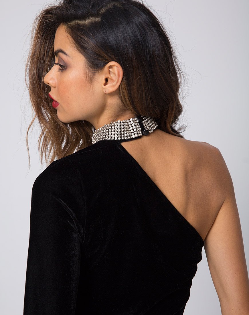 Kaido - Robe asymétrique en velours Diamond Black