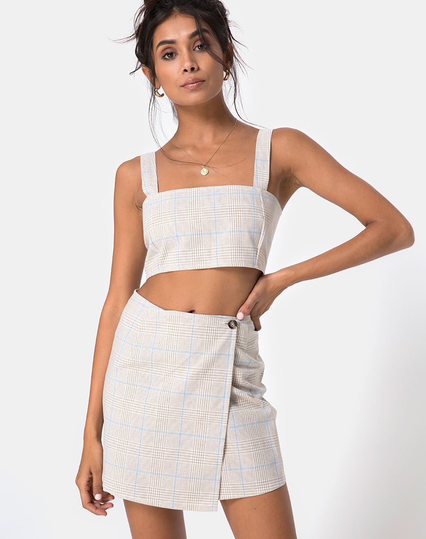 Image de Kaira Crop Top in Tonal Plaid Almond