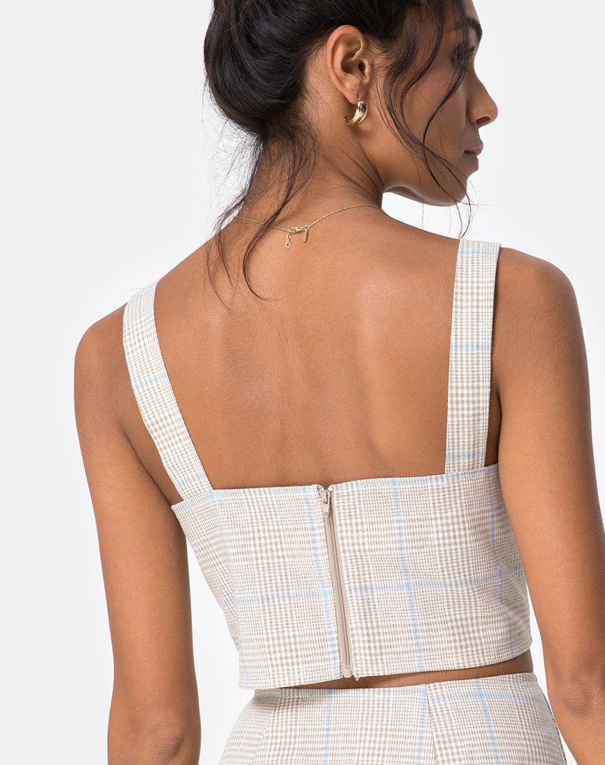 Image de Kaira Crop Top in Tonal Plaid Almond