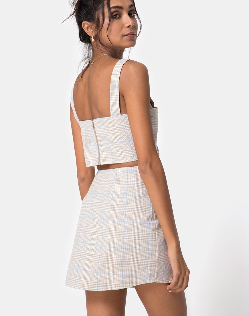 Image de Kaira Crop Top in Tonal Plaid Almond