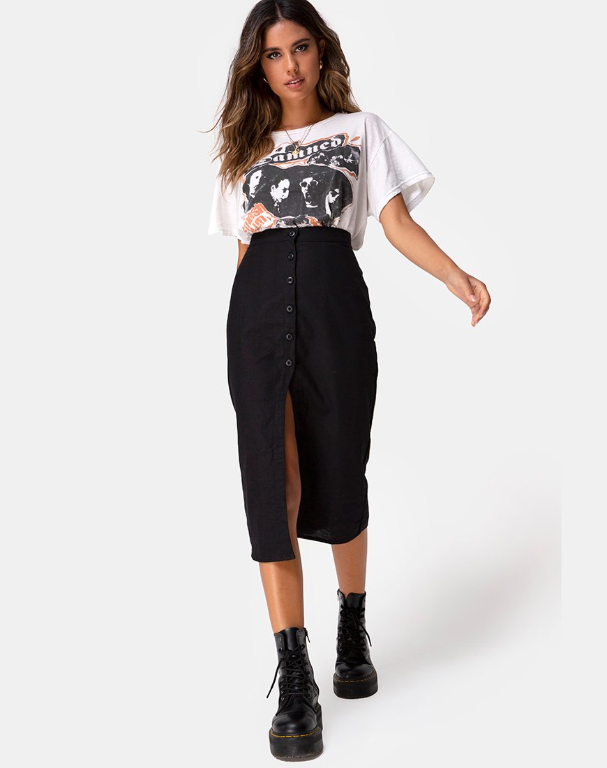 Jupe midi Kaisa, noir