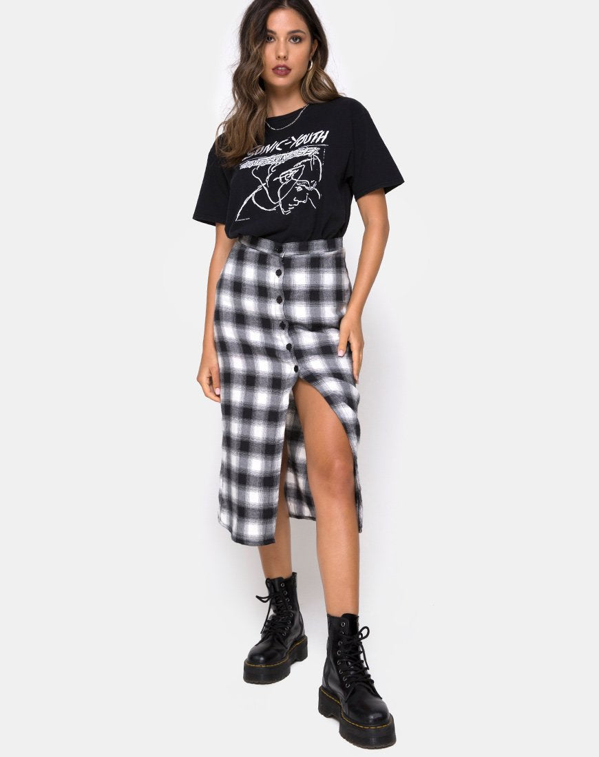 Image de Kaisa Midi Skirt in Plaid Black and White