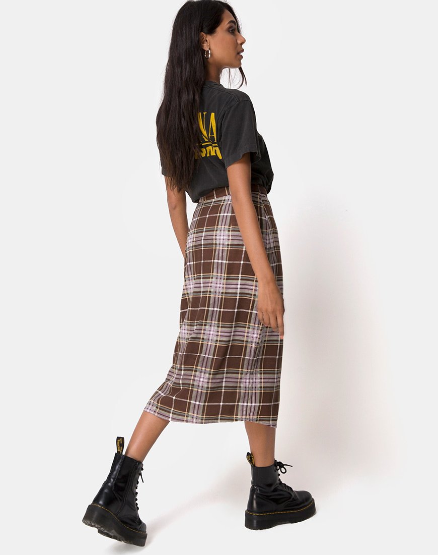 Image de Kaisa Midi Skirt in Tartan Brown