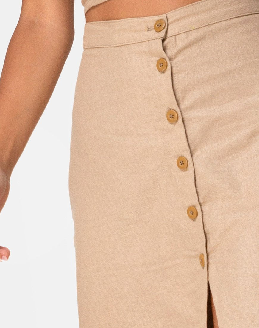 Image de la jupe midi Kaisa en taupe