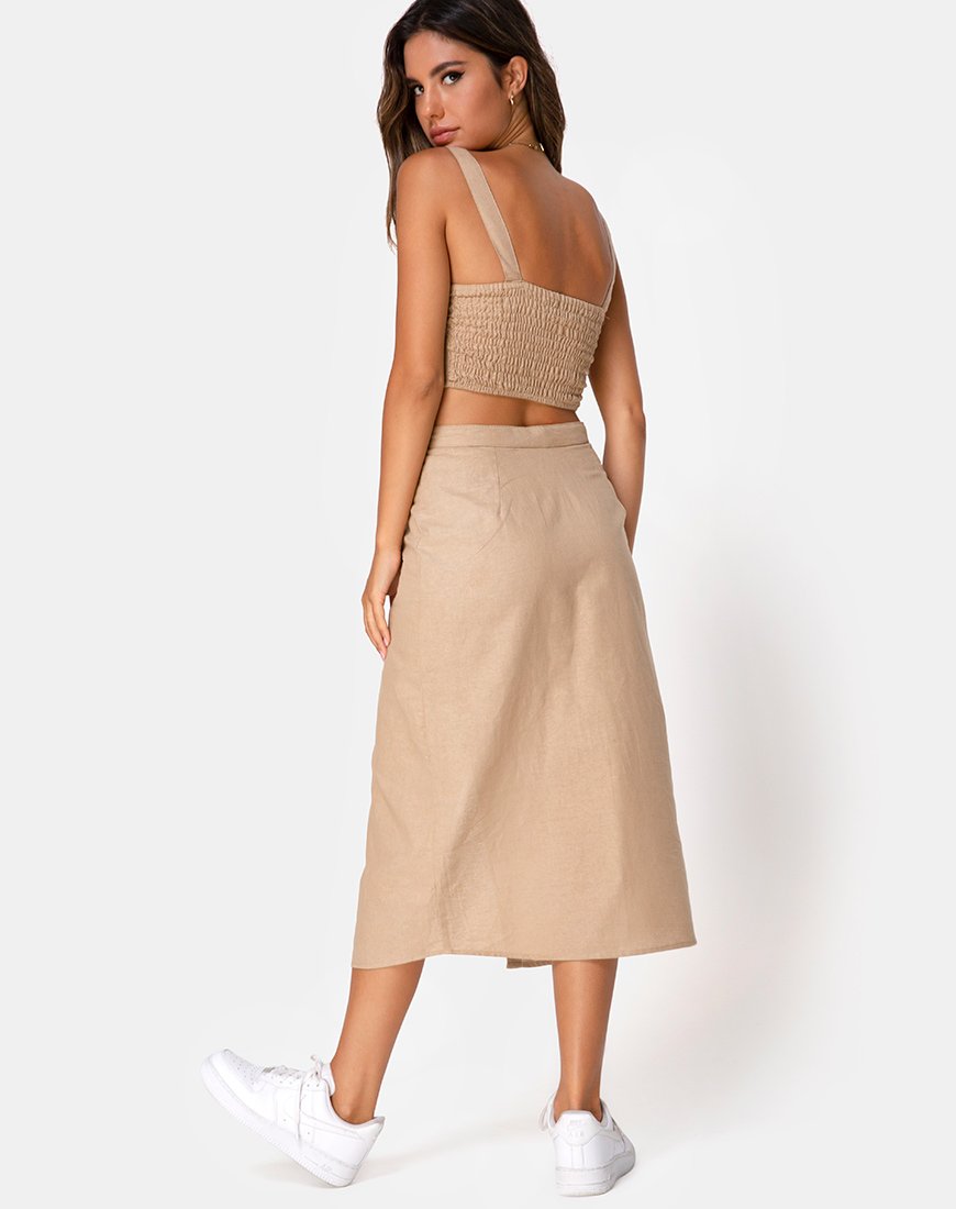 Image de la jupe midi Kaisa en taupe