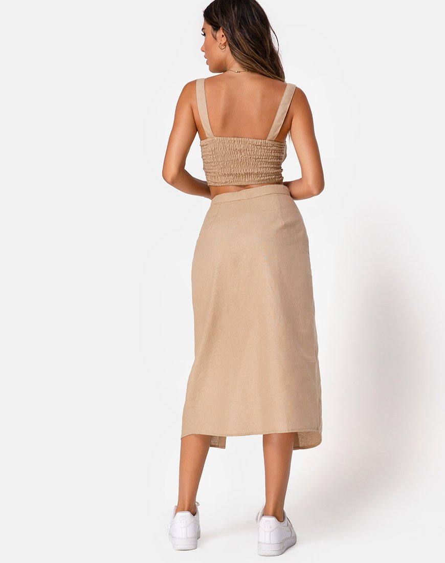 Image de la jupe midi Kaisa en taupe