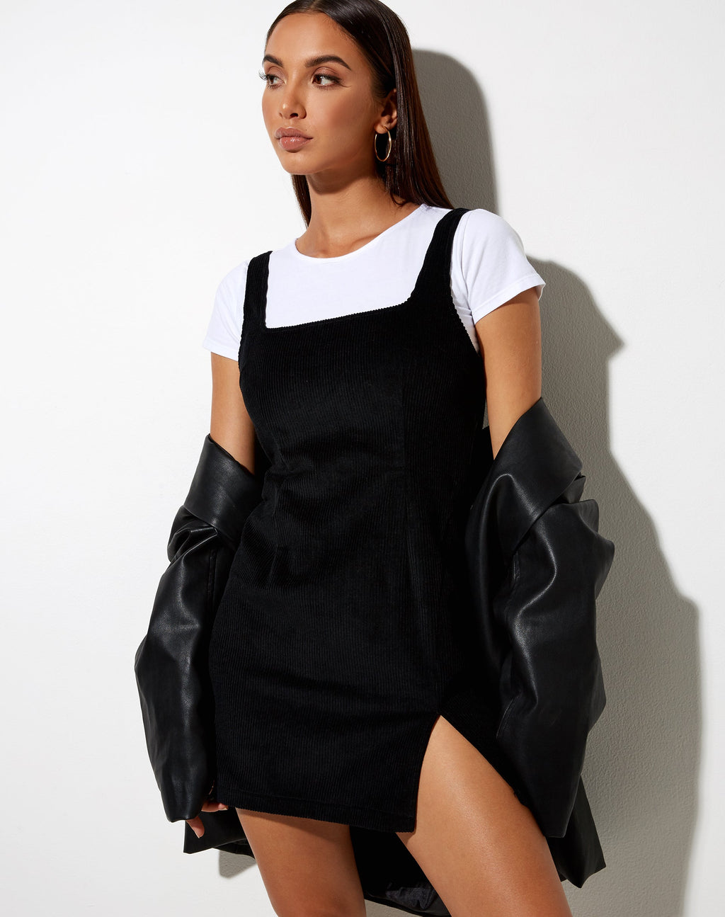 Mini robe Kaja en velours côtelé noir
