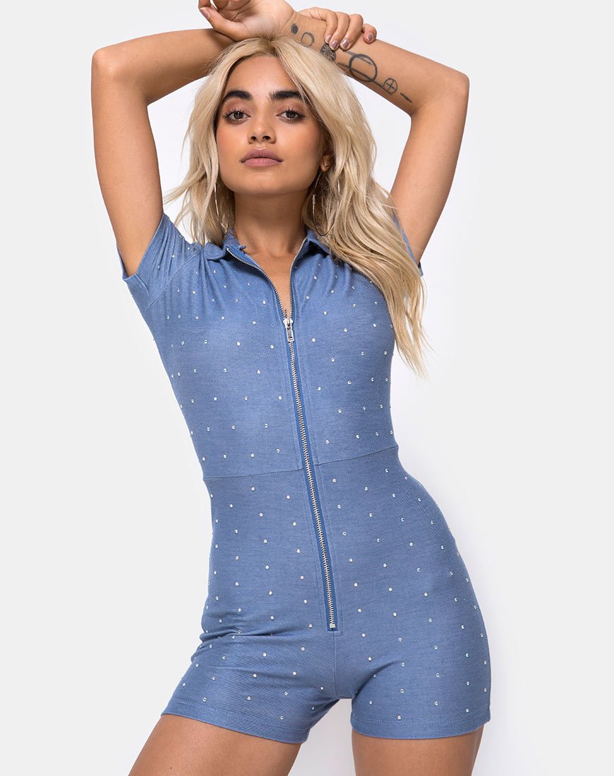Image de Kajoon Playsuit in Blue Denim Hot Fix