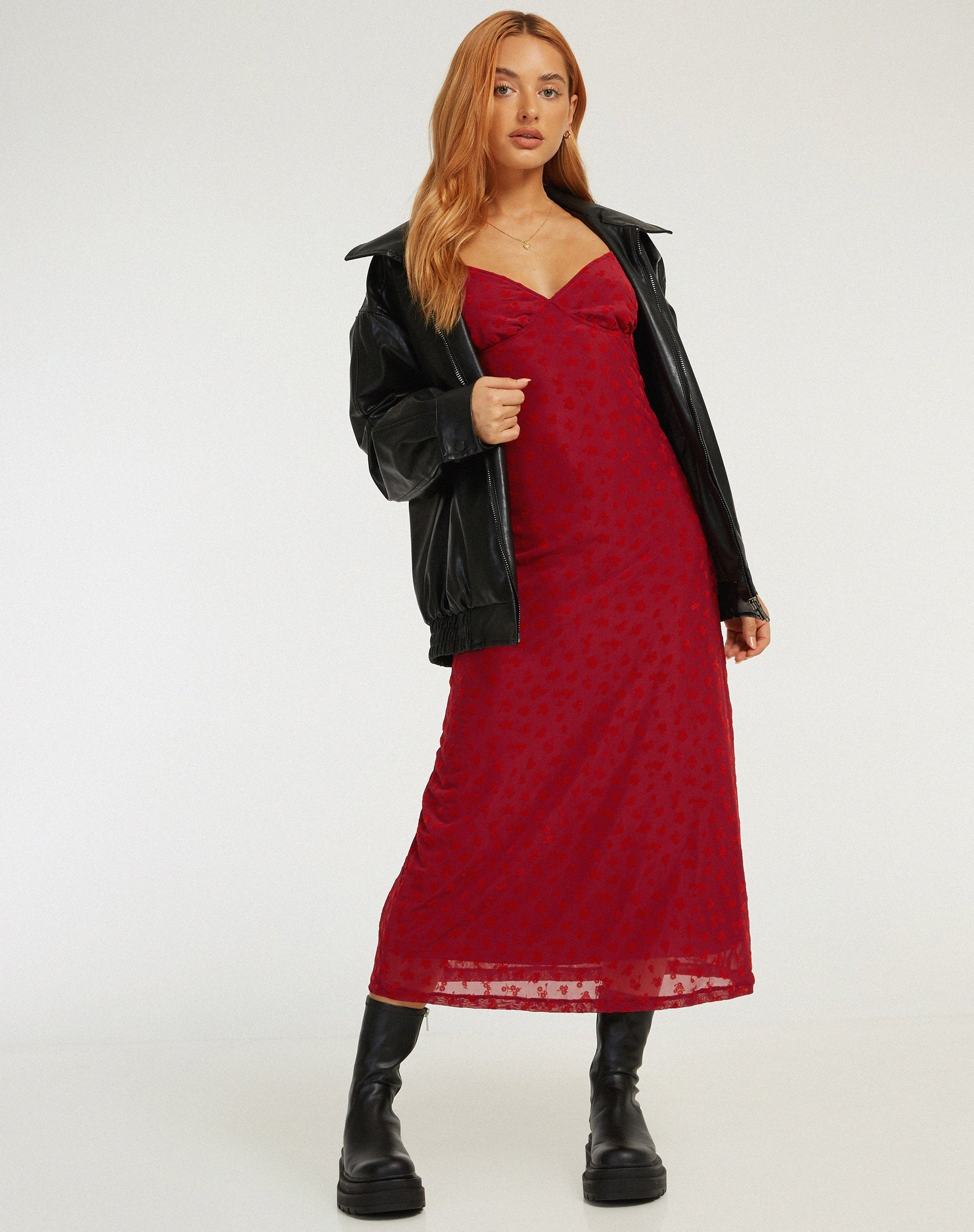 image de Kalana Maxi Dress in Red Flock Mesh