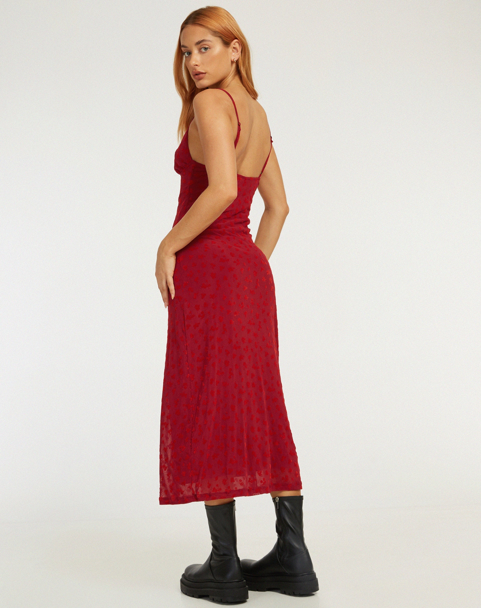 image de Kalana Maxi Dress in Red Flock Mesh